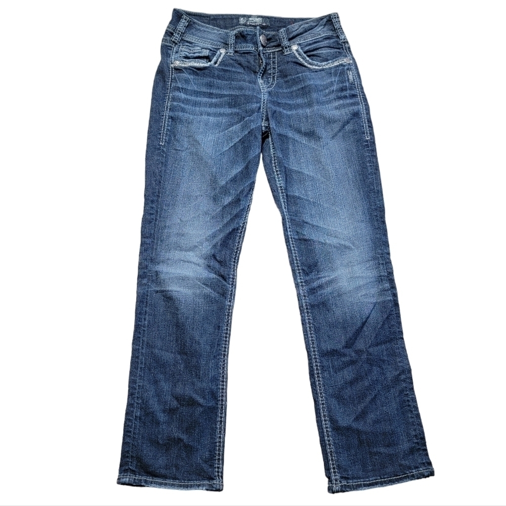 Silver Size W26/L23 Women's Suki Capri Crop Jeans Fluid Denim